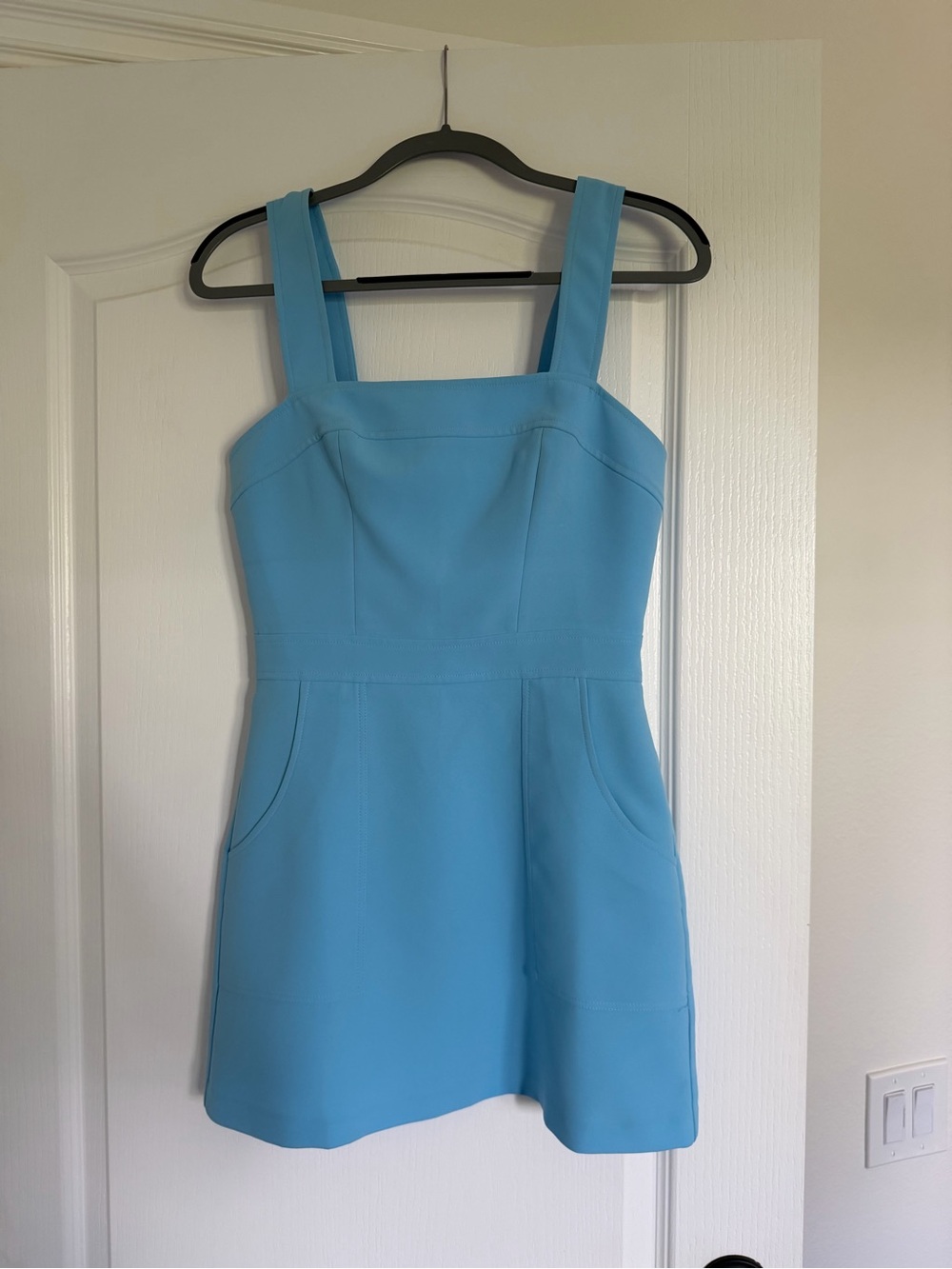 Amanda Uprichard Light Blue Square-Neck Mini Dress